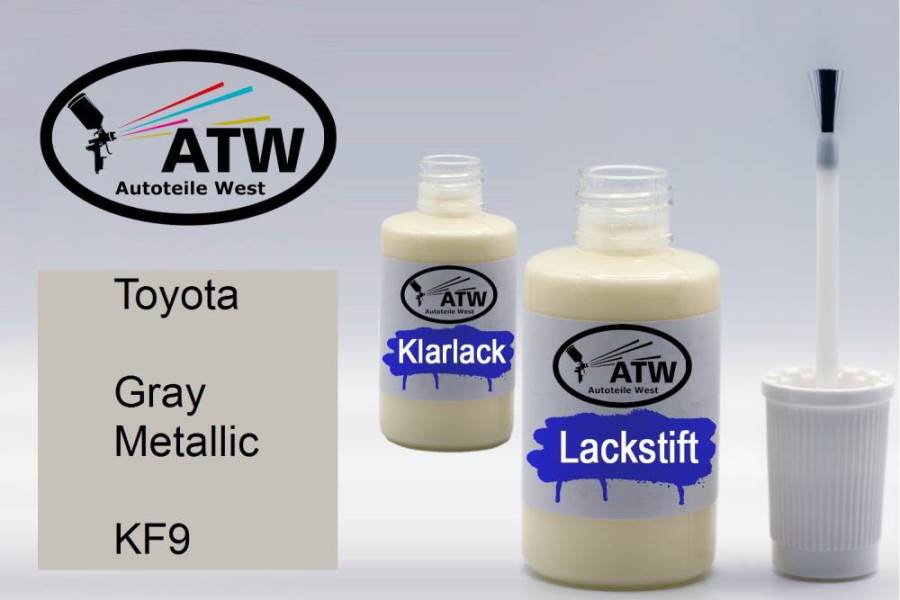 Toyota, Gray Metallic, KF9: 20ml Lackstift + 20ml Klarlack - Set, von ATW Autoteile West.